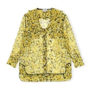 Ganni oversized sheer Organza top